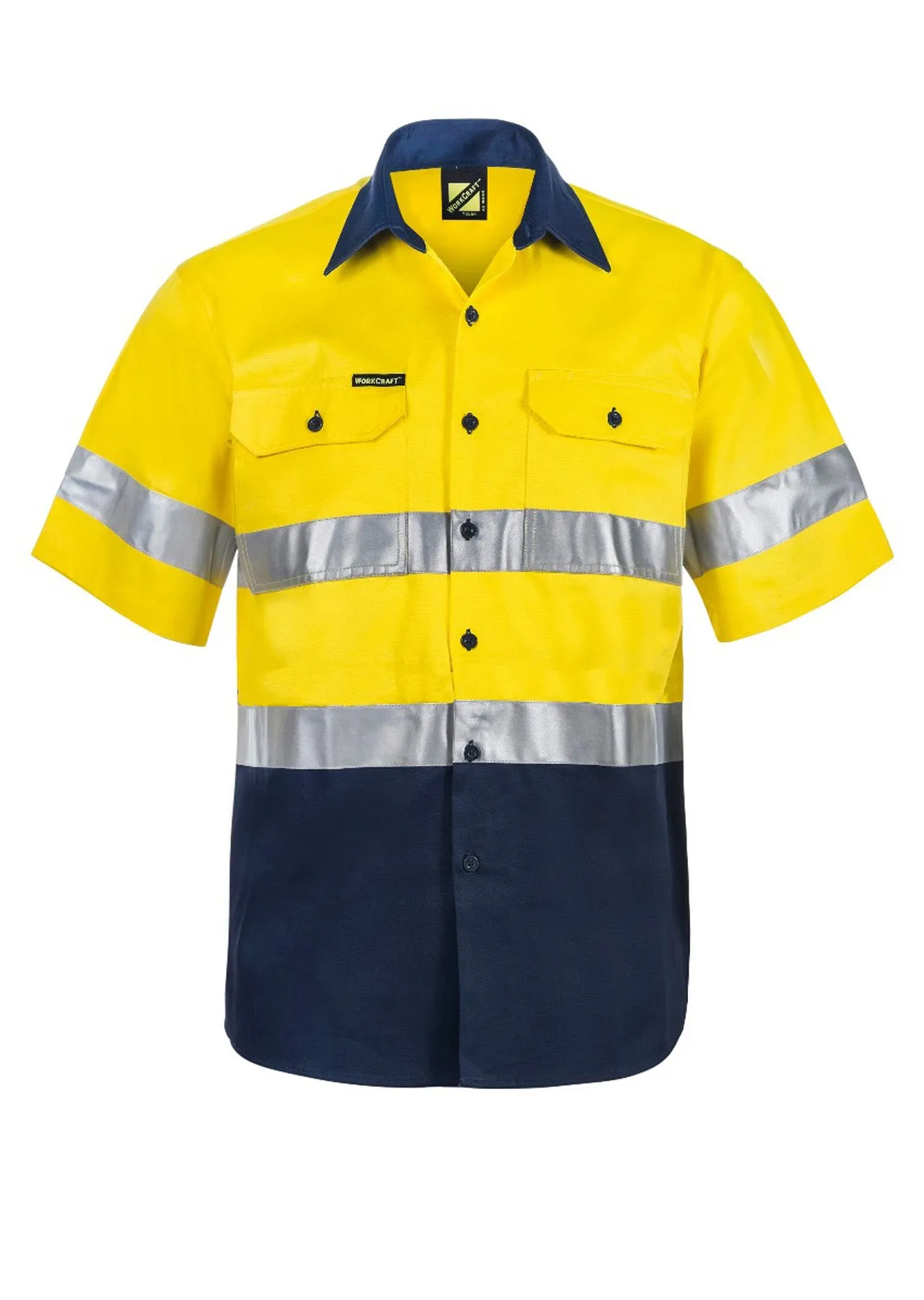 WS4001 HI VIS SHORT SLEEVE COTTON DRILL REFLECTIVE SHIRT